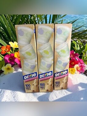 3 Boxes Dixie Seashell Bathroom Cups Goblets 3 Oz Cups- 100 Cups Per Box